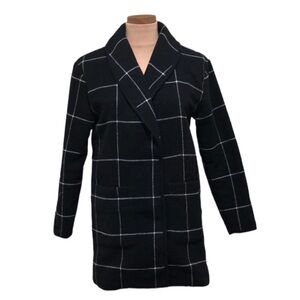 Marine Layer Black and White Plaid Coat
